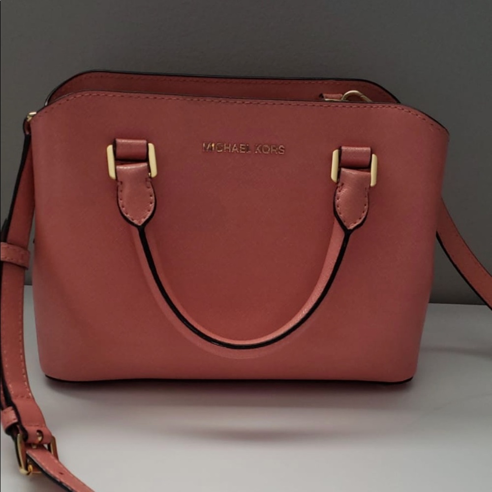 Coral pink savannah michael kors satchel/crossbody